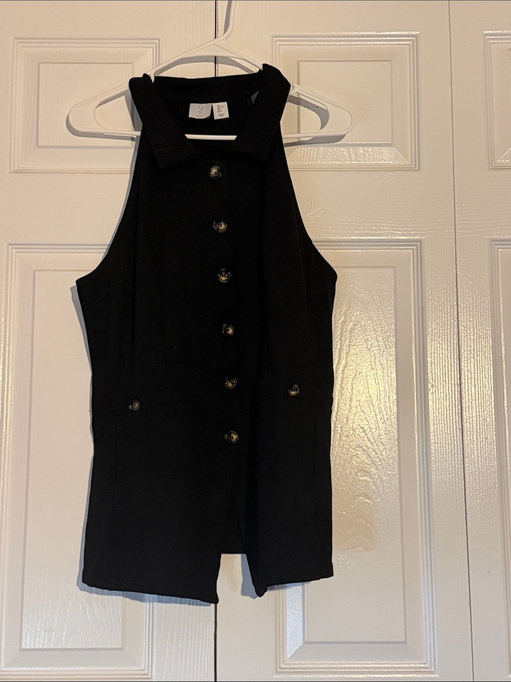 Joie Black Sleeveless Button-Front Collared Top
